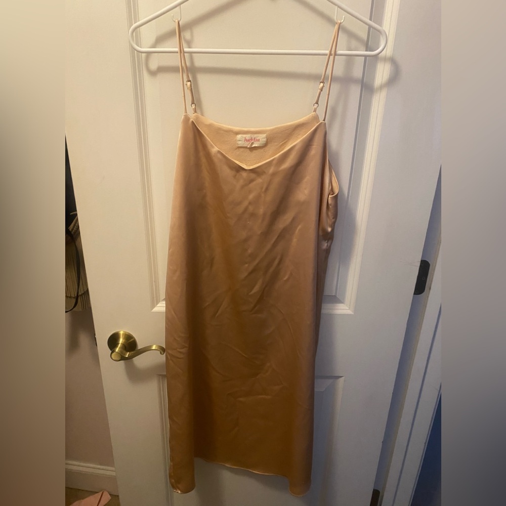 Peach Love California Satin Chemise in Gold